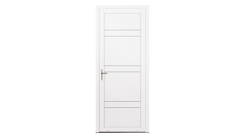 Porte d'entrée PVC parclosé ECO LIGNE Porte d'entrée blanche avec 6 traits décoratifs